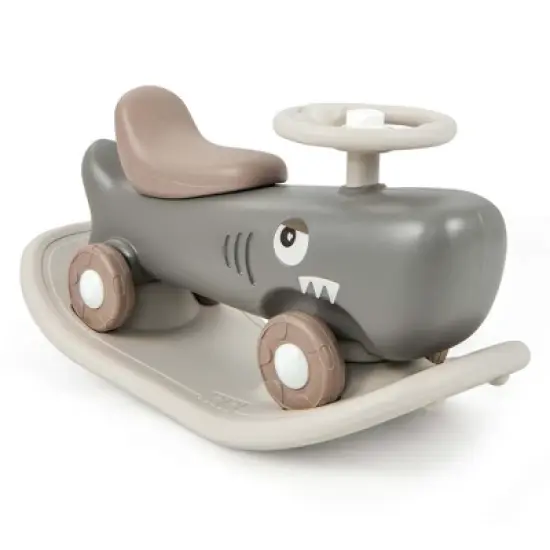 Costway Convertible Rocking Horse & Sliding Car with Detachable Balance Board Dark Gray/White image {9}