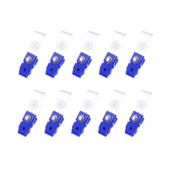 Unique Bargains Plastic ID Card Holder Badge Strap Clip Fastener Blue Clear 20 Pcs image {2}