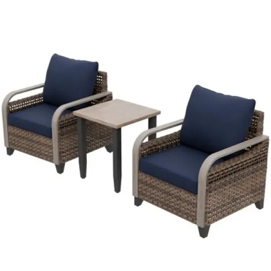 EAGLE PEAK Wicker Bistro Table and Chairs, Outdoor Bistro Set, Rattan Patio Furniture, Wicker Patio Chairs & Table, 3 Piece Set image {7}