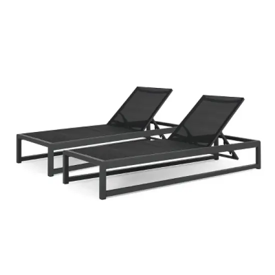 GDFStudio Camdyn Outdoor Mesh and Aluminum Armless Adjustable Chaise Lounges (Set of 2) image {9}