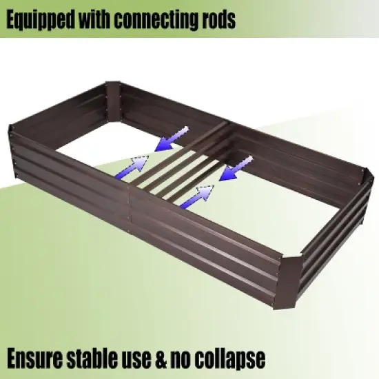LuxenHome Brown Metal Rectangular 6x3ft Garden Bed image {2}
