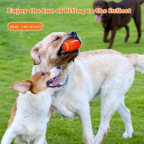 Squeaky Balls for Dogs, Rubber Football for Aggressive Chewers, Fetch Toys, Durable and Interactive Ball, Funny Squeaky Ball Heavy Duty Orange image {2}
