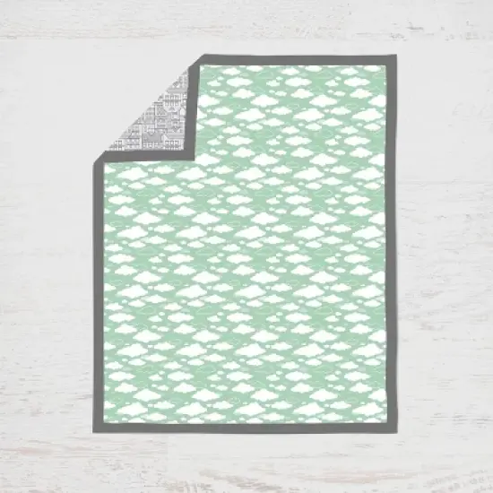 Bacati - Clouds in the City Mint/Gray 10 pc Crib Bedding Set with Long Rail Guard Cover image {3}