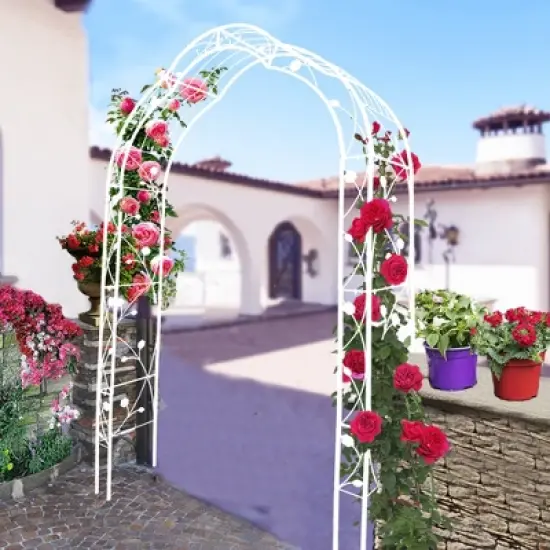 JUJABU Metal Garden Arch Pavilion Assemble Freely with 8 Styles, Climbing Plants Suitable for Weddings, Parties, ect. Cream White image {3}