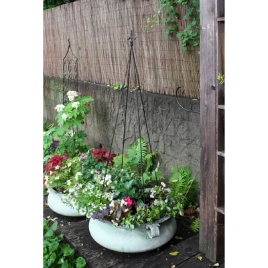 58" Tall Iron Fleur-De-Lis Garden  Trellis Tool Black Powder Coat Finish- Achla Designs image {2}