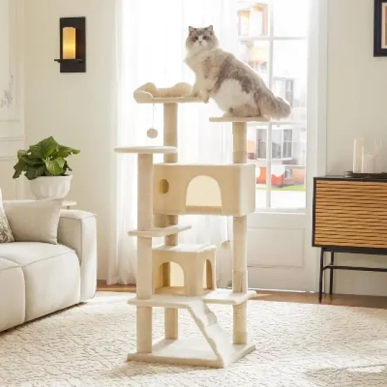 54-Inch Cat Tree Tower &ndash; Multi-Level with Sisal Scratching Post,  Indoor Condo image {2}