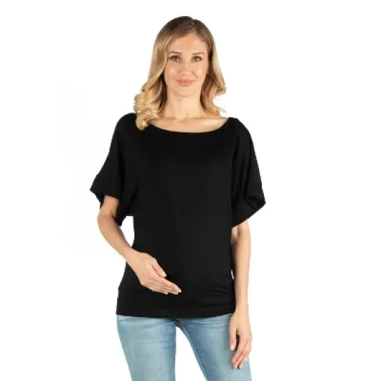 24seven Comfort Apparel Women's Maternity Loose Fit Dolman Top image {4}