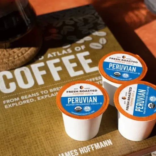 Fresh Roasted Coffee - 48 CT Organic Peruvian Water-Processed Decaf Medium Roast Single Serve Pods image {4}