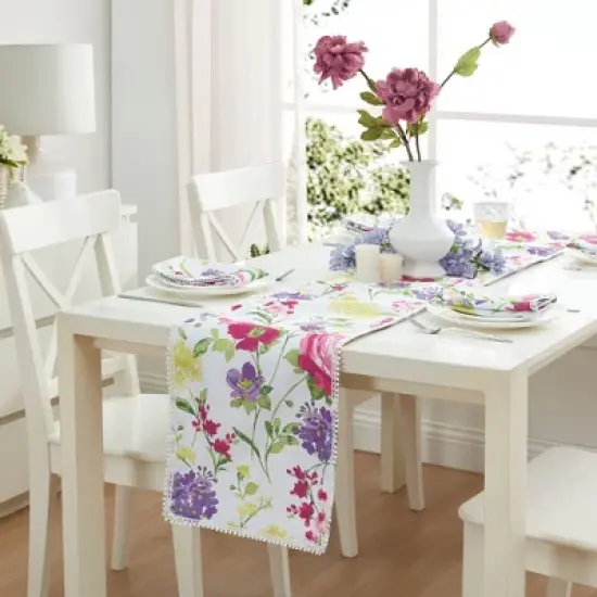 Sophia Pom Pom Table Runner - Multicolor - 13x70 - Elrene Home Fashions image {3}