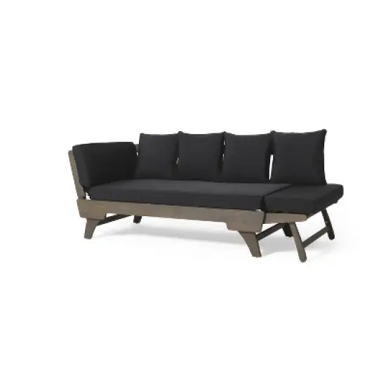 Christopher Knight Home Lana Patio Acacia Convertible 3 Seater Daybed Sofa with Foldable Arm and 4 Pillows image {4}