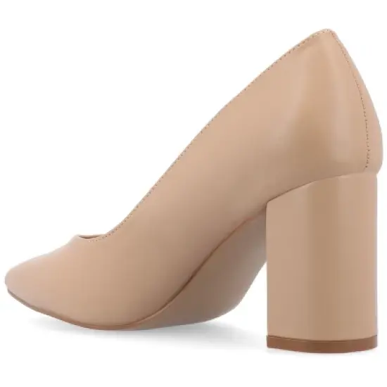 Journee Collection Women's Simonne SuperNatural Shades Block Heel Pointed Toe Pumps image {6}