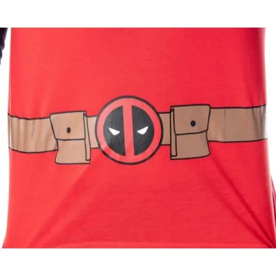 Marvel Men's Deadpool Superhero Costume Raglan Top And Pants Pajama Set Deadpool image {2}