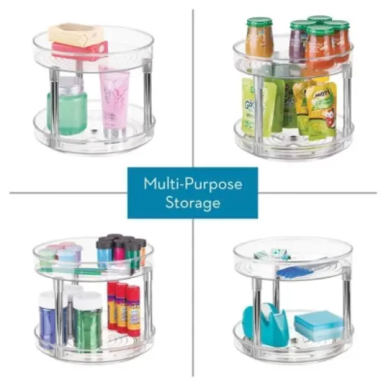 iDesign 9-Inch Plastic 2-Tier Lazy Susan - Set of 2 - Clear/Chrome image {7}