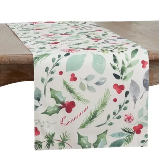 Saro Lifestyle Holiday Table Runner With Christmas Foliage and Candy Canes image {4}