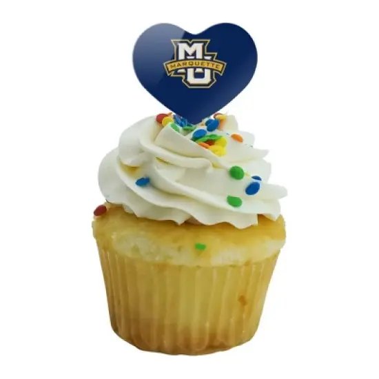 Marquette University Primary Logo Heart Love Cupcake Picks Toppers Decoration Set of 6 image {4}