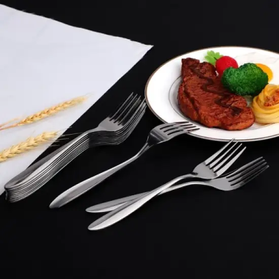 Unique Bargains Dinner Stainless Steel 8" Tableware Household Dessert Fork 8'' Long 12 Pcs image {6}