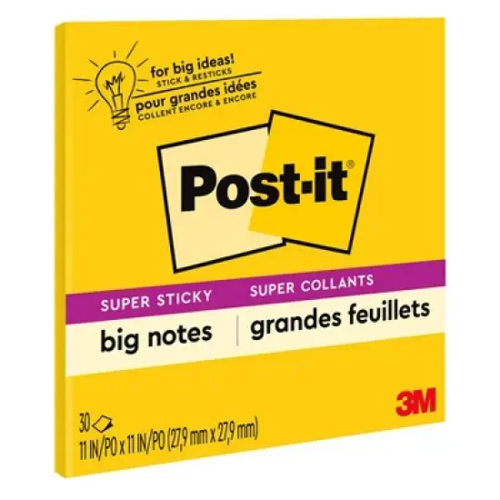 Post-it&reg; Super Sticky Big Note, 11 in. x 11 in., Yellow image {8}