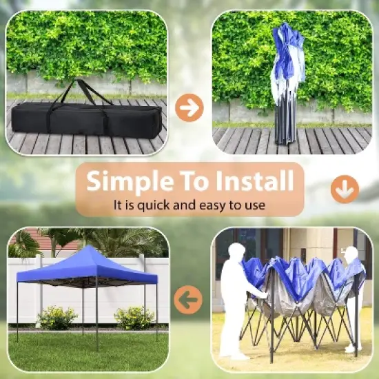 FDW Pop Up Canopy Tent 9.6x9.6 Anti-UV for Parties Camping with Portable Bag image {4}