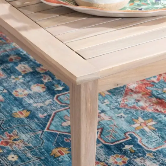 Linon 4pc Melita Acacia Sectional & Coffee Table Beige image {9}