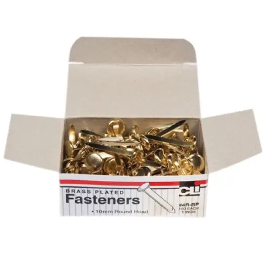 Charles Leonard Brass-Plated Paper Fasteners, 1", 100 Per Box, 10 Boxes image {1}