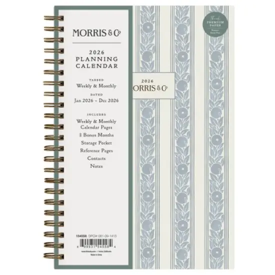 Morris & Co. by Blue Sky 5"x8" 2026&nbsp;Weekly/Monthly Wirebound Planner Hardcover Fruit Stripe Slate image {2}