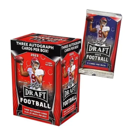 NFL Leaf Draft Picks 20 cpks + 3 Autos FB Trading Cards image {1}