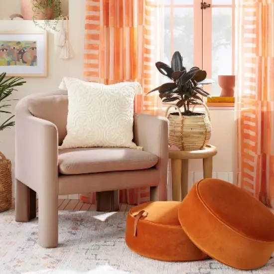 Olivia Round Pouf Rust - Opalhouse&trade; designed with Jungalow&trade; image {1}