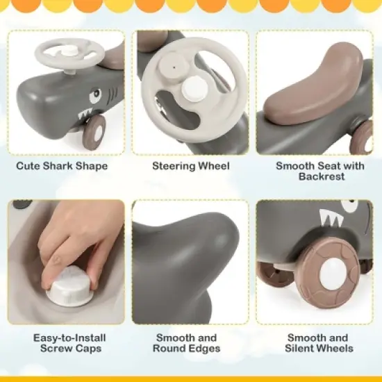 Costway Convertible Rocking Horse & Sliding Car with Detachable Balance Board Dark Gray/White image {8}