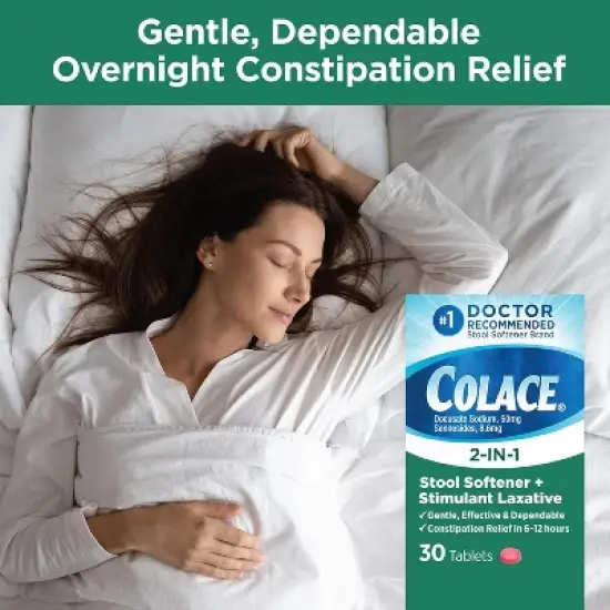 Colace - 2-In-1 Stool Softener & Stimulant Laxative Tablets, 30 Count image {3}