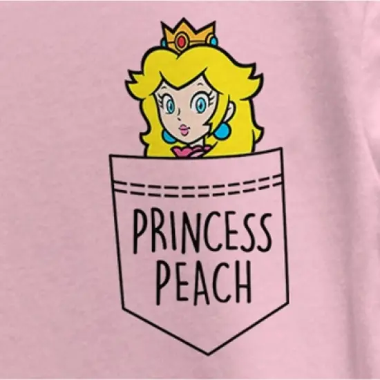 Girl's Nintendo Super Mario Bros. Princess Peach Faux Pocket T-Shirt image {1}