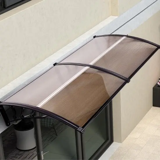 Costway 40''x 40'' Window Awning Door Canopy Outdoor Front Door dark brown image {5}