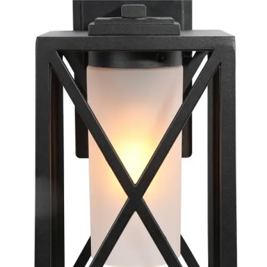 12.2" Metal/Glass Outdoor Wall Lamp Black - LNC image {3}