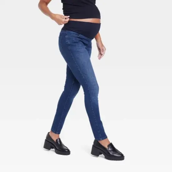 Over Belly Skinny Maternity Pants - Isabel Maternity by Ingrid & Isabel&trade; Blue image {2}