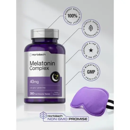 Horb&auml;ach Melatonin 40mg Complex | 360 Fast Dissolve Tablets | with Chamomile and Ashwagandha image {5}