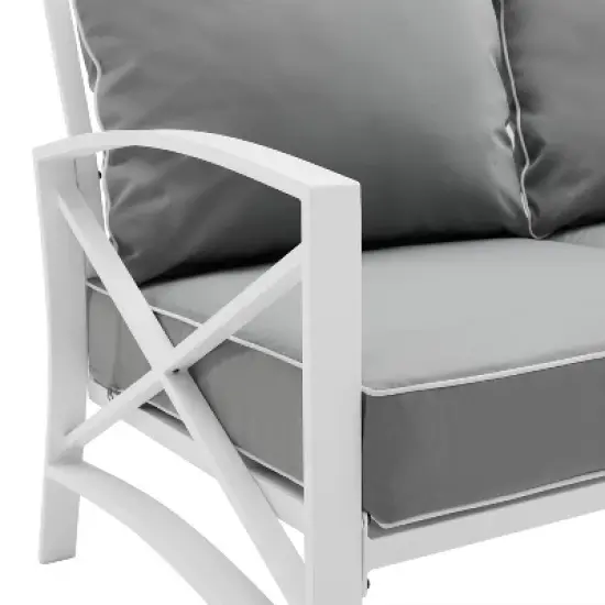 Kaplan 3pc Outdoor Sofa Set with Sofa & Arm Chair with Coffee Table - Gray - Crosley image {4}