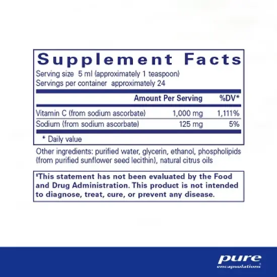 Pure Encapsulations Liposomal Vitamin C - Support for Cellular Function, Antioxidant Defenses and Immune Health* - 4 fl. oz. image {1}