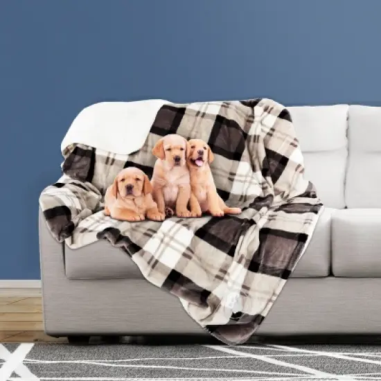 Pet Adobe Waterproof Pet Throw Blanket, Gray Plaid image {1}