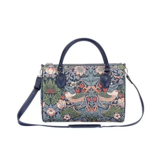 Signare USA William Morris Strawberry Thief Blue Travel Bag image {7}