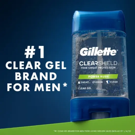 Gillette 72 Hours Sweat Protection Clear Gel Antiperspirant & Deodorant for Men Power Rush - 2pk/3.8oz image {5}