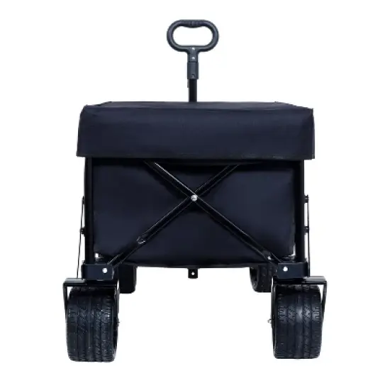INFURNIC Wheelbarrows And Lawn Carts Collapsible Folding Wagon, Foldable Beach Wagon Garden Cart For Garden, Black, 46.85"*22.05"*41.34" image {1}