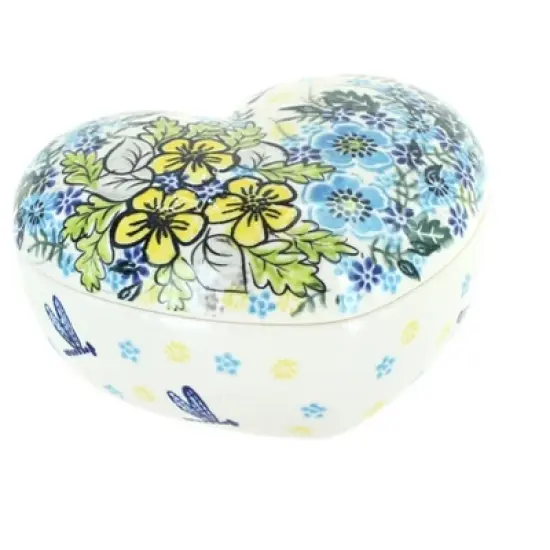 Blue Rose Polish Pottery 124 Vena Large Heart Box image {3}