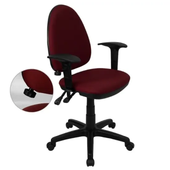 Flash Furniture Mid-Back Fabric Multifunction Swivel Ergonomic Task Office Chair with Adjustable Lumbar Support and Adjustable Arms image {4}
