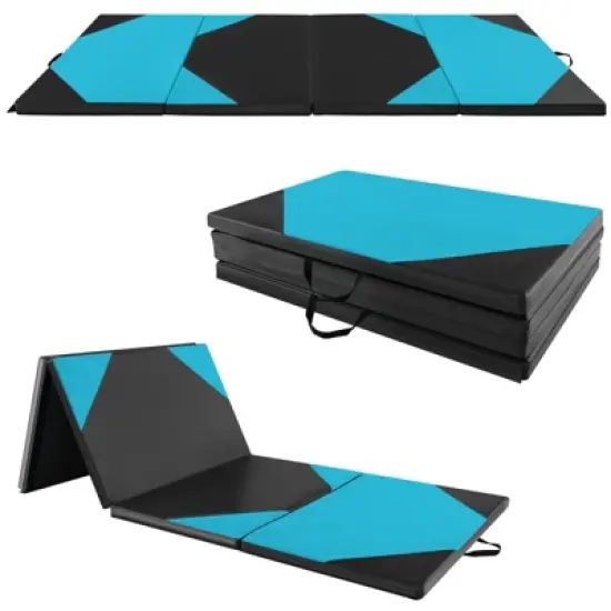 Costway 10' x 4' x 2'' 4-Panel Folding Gymnastics Exercise Mat w/ Hook & Loop Fasteners Purple/Pink/Blue/Rose Red image {11}