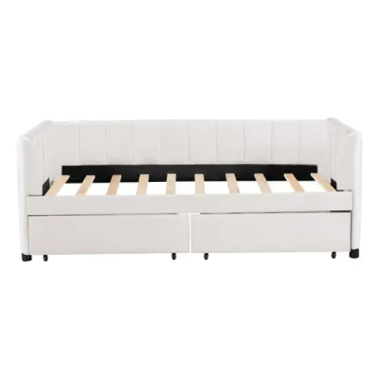 Twin Size Upholstered Daybed with Ergonomic Design Backrest - ModernLuxe image {6}