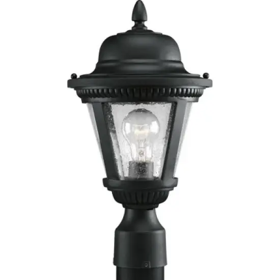 Progress Lighting Westport 1-Light Outdoor Post Lantern, Textured Black, Seeded Glass image {2}