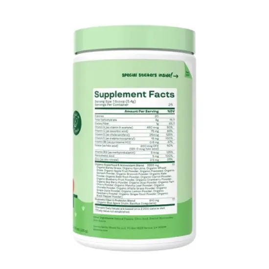 BLOOM NUTRITION Kids' - Greens and Superfoods Powder - Strawberry Apple - 25ct image {1}
