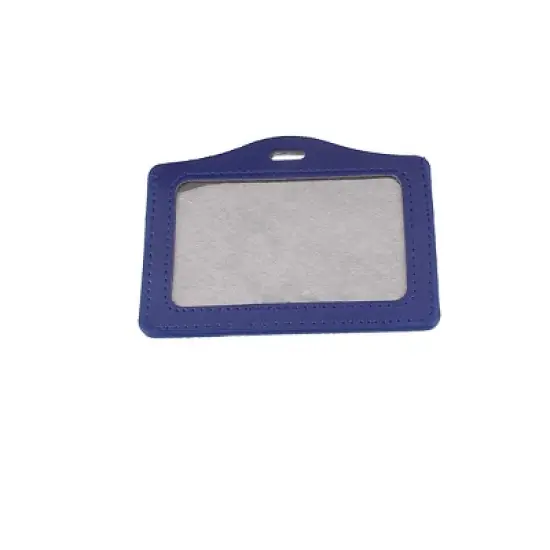 Unique Bargains Faux Leather Office Horizontal Business ID Badge Card Holder Blue 50Pcs image {3}