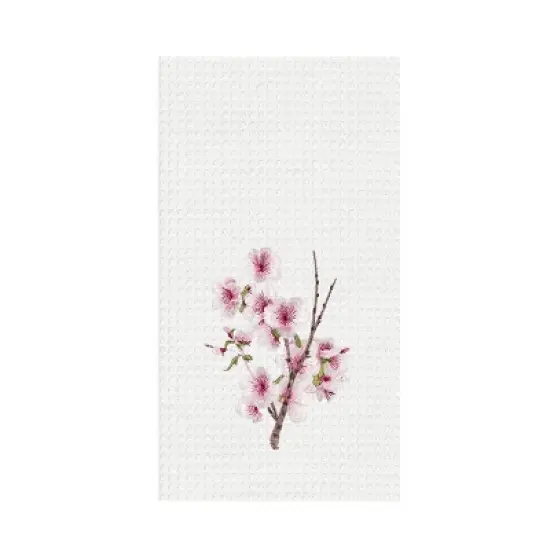 C&F Home Cherry Blossom Pink Floral Waffle Weave Dishtowel image {3}