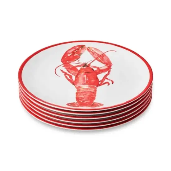 Certified International (Set of 6) 11" Beach House Lobster Melamine Dinner Plates image {6}