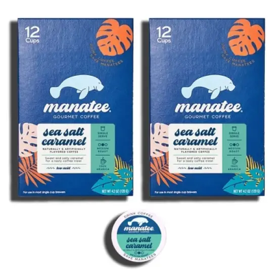 Manatee Gourmet Coffee Sea Salt Caramel Flavored Medium Roast Coffee Pods - 24ct image {1}